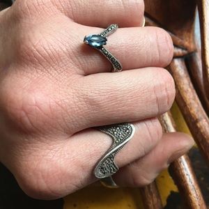 Vintage blue topaz ring set